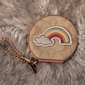 Coach Beige Rainbow Coin Pouch